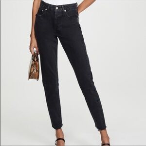 Agolde Jamie Jeans High Rise Dark Denim Distressed Hem